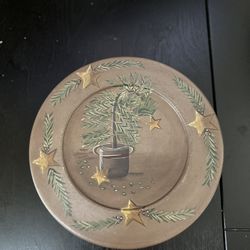 Rustic Hearthside Collection Decorative Wooden 9.75" Plate Christmas Tree