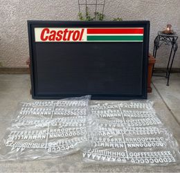 Vintage Castrol Motor Oil Plastic Menu Letter Board Price Sign Gas Station