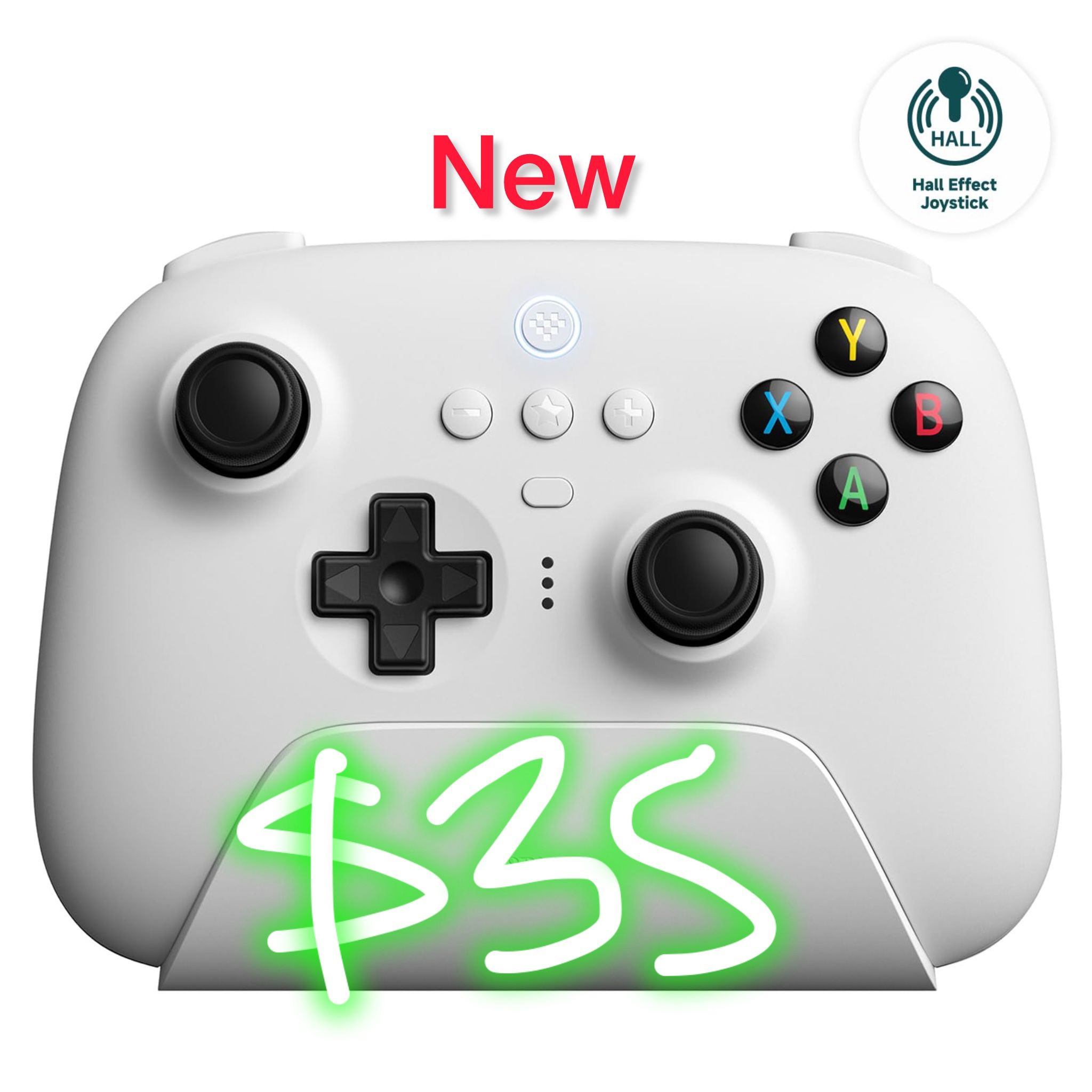NEW! 8Bitdo Ultimate Wireless Gaming Controller, Hall Effect Joystick Update, Gaming Controller For PC, Android, Steam Deck & Apple (White) 