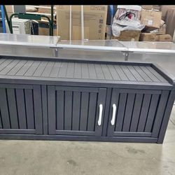 Assembled New 3 Doors Shoe Bench, Waterproof & UV-Resistant, Resin Shoe Cabinet