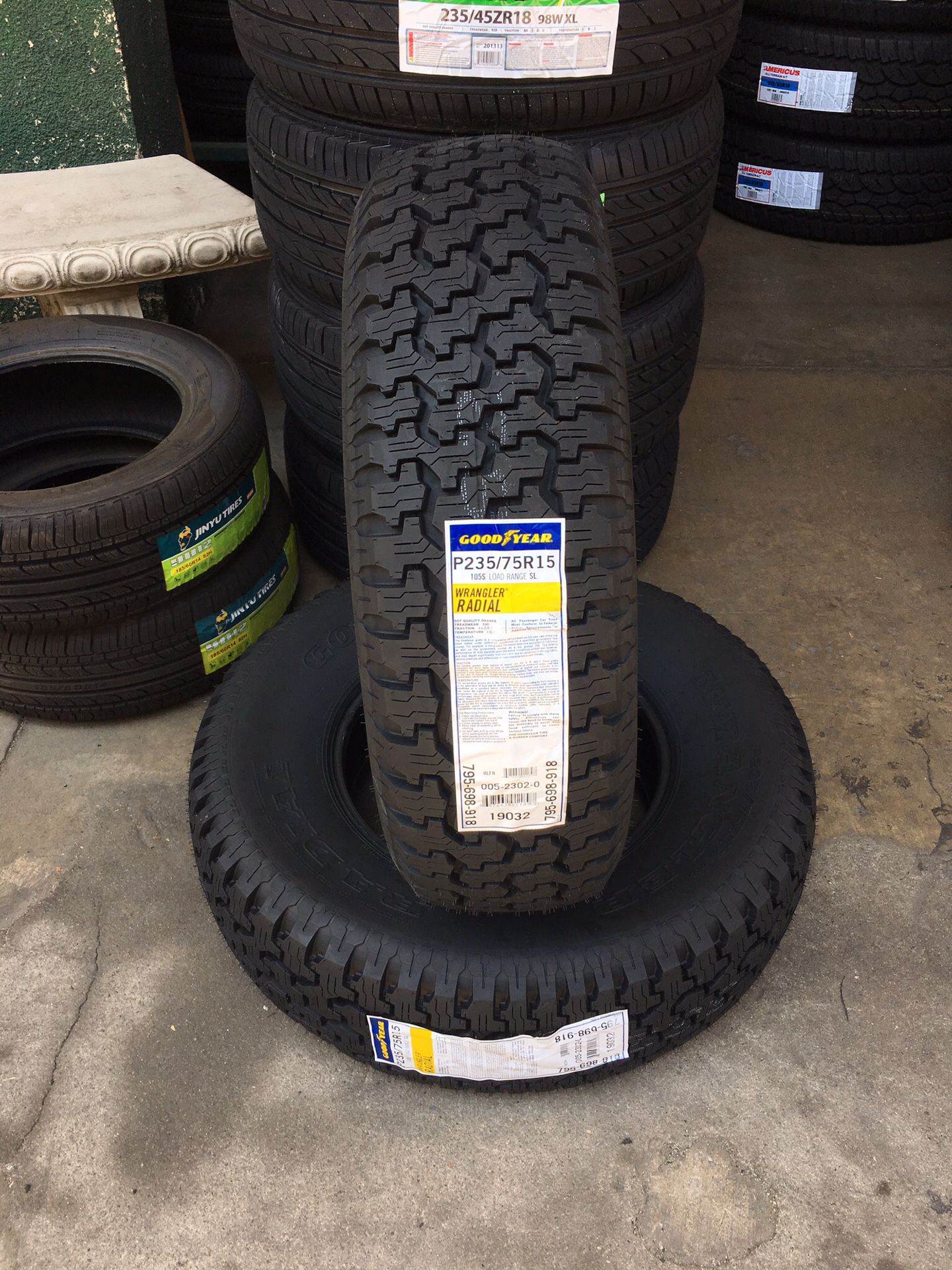 New set of (4) 235/75R15 Goodyear Wrangler radial tires for sale for Sale  in San Bernardino, CA - OfferUp