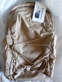 Tan Nylon Backpack with Bungee Cord