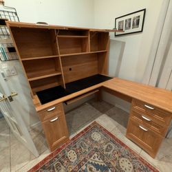 Large L-Shaped Corner Desk with Hutch & Storage - Excellent Condition