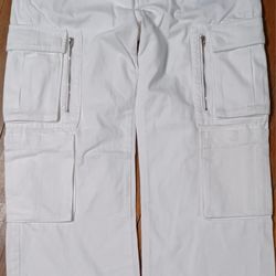 NWT $138 Men's Guess White Cargo Pants Size 30 X 30 Pockets Home work 