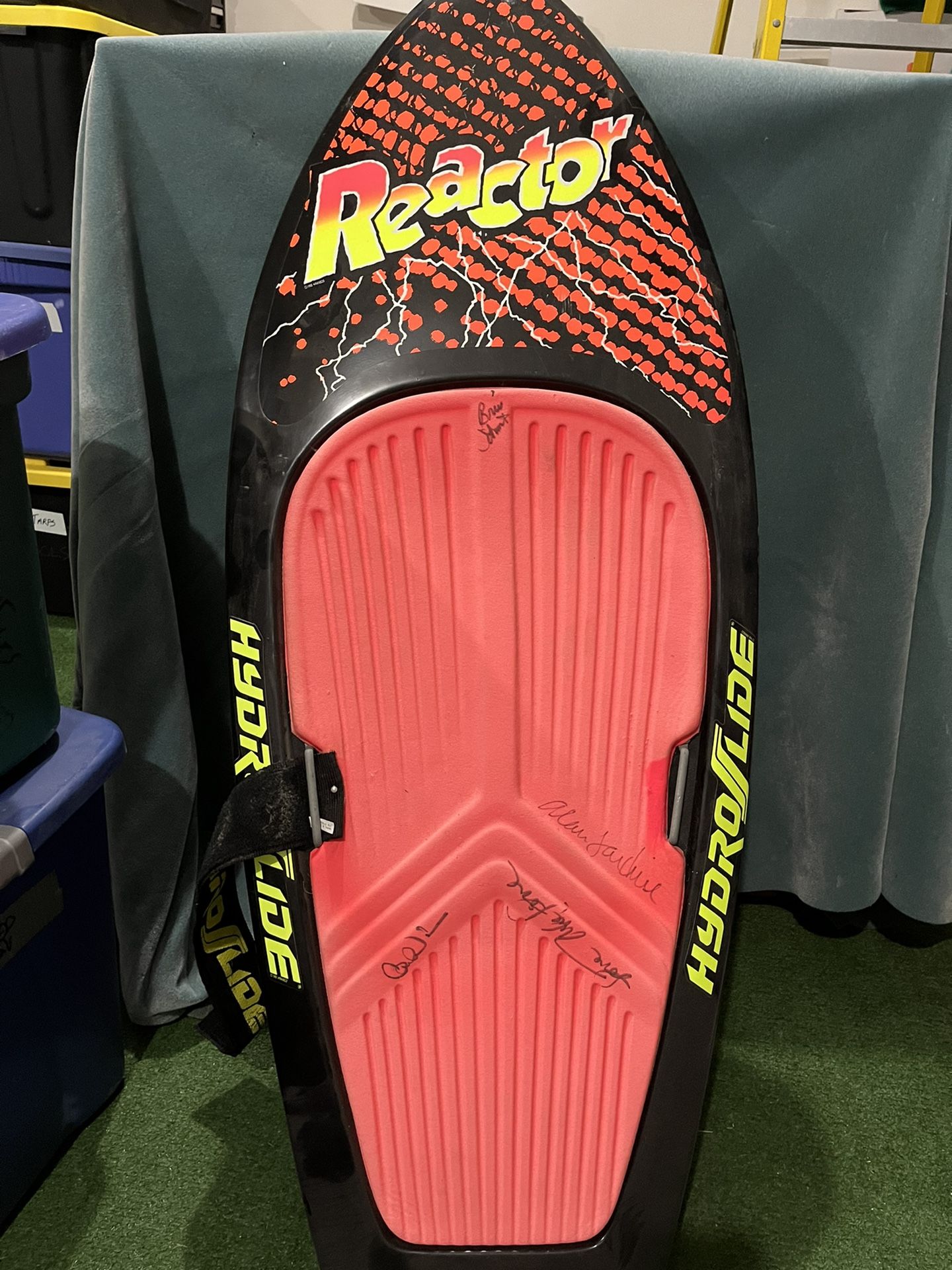 Autographed Knee board signed by the Beach Boys and autographed tour poster of