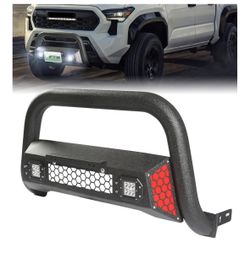 Bull Bar Fit for Toyota Tacoma 2024-2026, Front Bumper Guard, 2 LED Lights