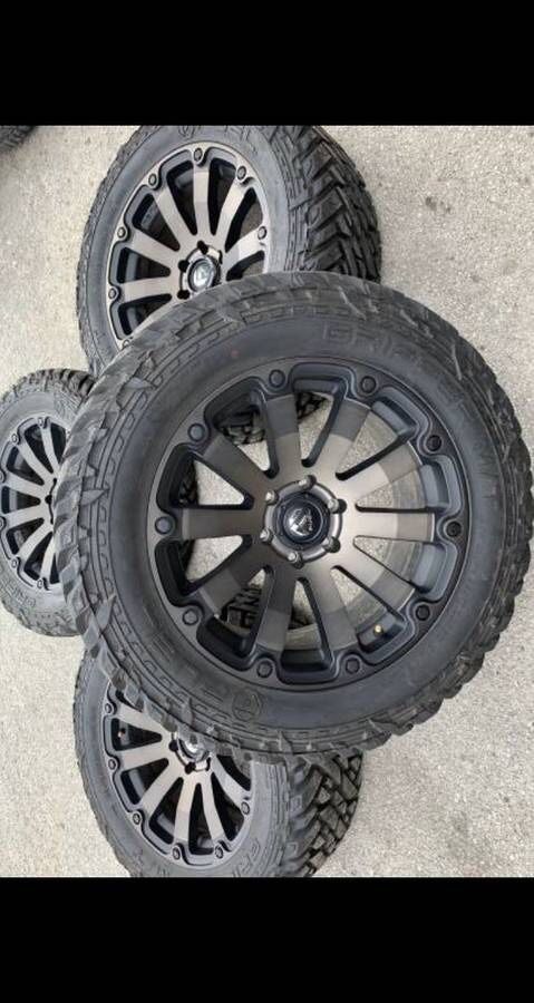 New 20” Fuel Rims & 33x12.50r20 Tires 6 Lug Wheels Silverado Chevy 20 Rines y llantas 2019 Chevrolet 2018 Silverado 2017 Tahoe 2016 GMC 2015 Sierra 2