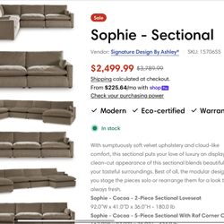 Sectional Couch 5 Pieces Sophie - Sectional Vendor: Signature Design By Ashley® SKU: 15706S5 + Ottoman