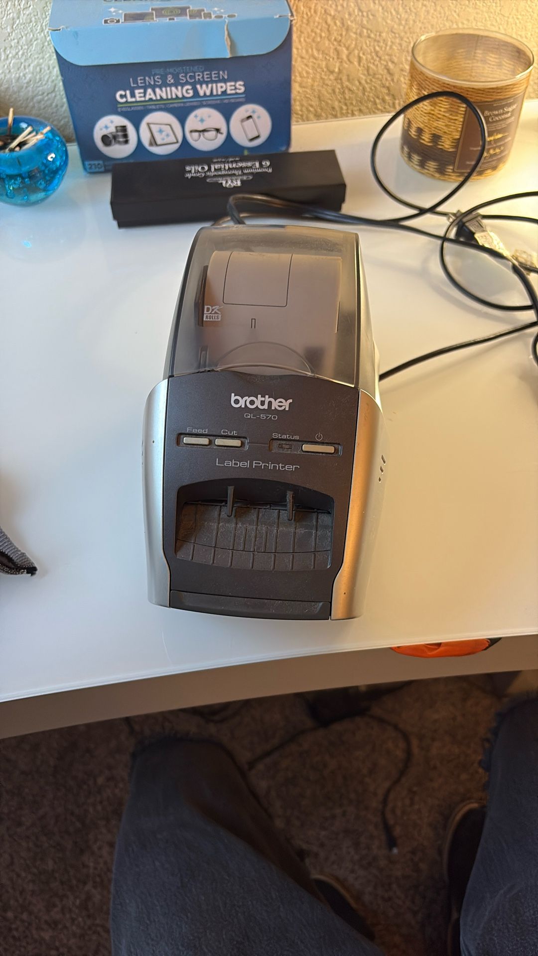 Brother QL-570 Label Printer – Works Great + Full Label Roll + USB