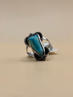 Vintage Navajo Style Sterling Silver Freeform Turquoise Ring