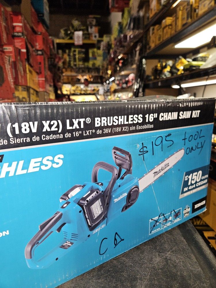 MAKITA 36V CORDLES BRUHLESS 16"IN CHANSAW TOOL ONLY NEW