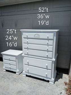 Solid Wood Satin White Chest Dresser Set