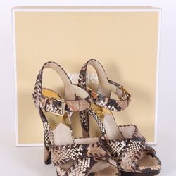 Michael Kors Odessa Python Embossed Leather Sandals