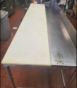 8 ft Commercial Prep Table w/ Cutting Board & Back Splash