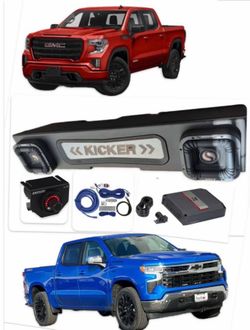 NEW BASS PACKAGE KICKER SOLO X 8” CUSTOM BOX AMP EPICENTER WIRES INSTALLED SILVERADO SIERRA CREW CAB