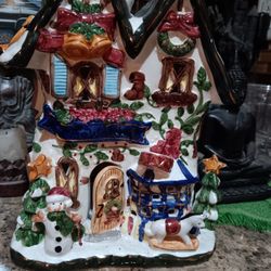 Vtg Kmart Christmas Ceramic House Tea Light House