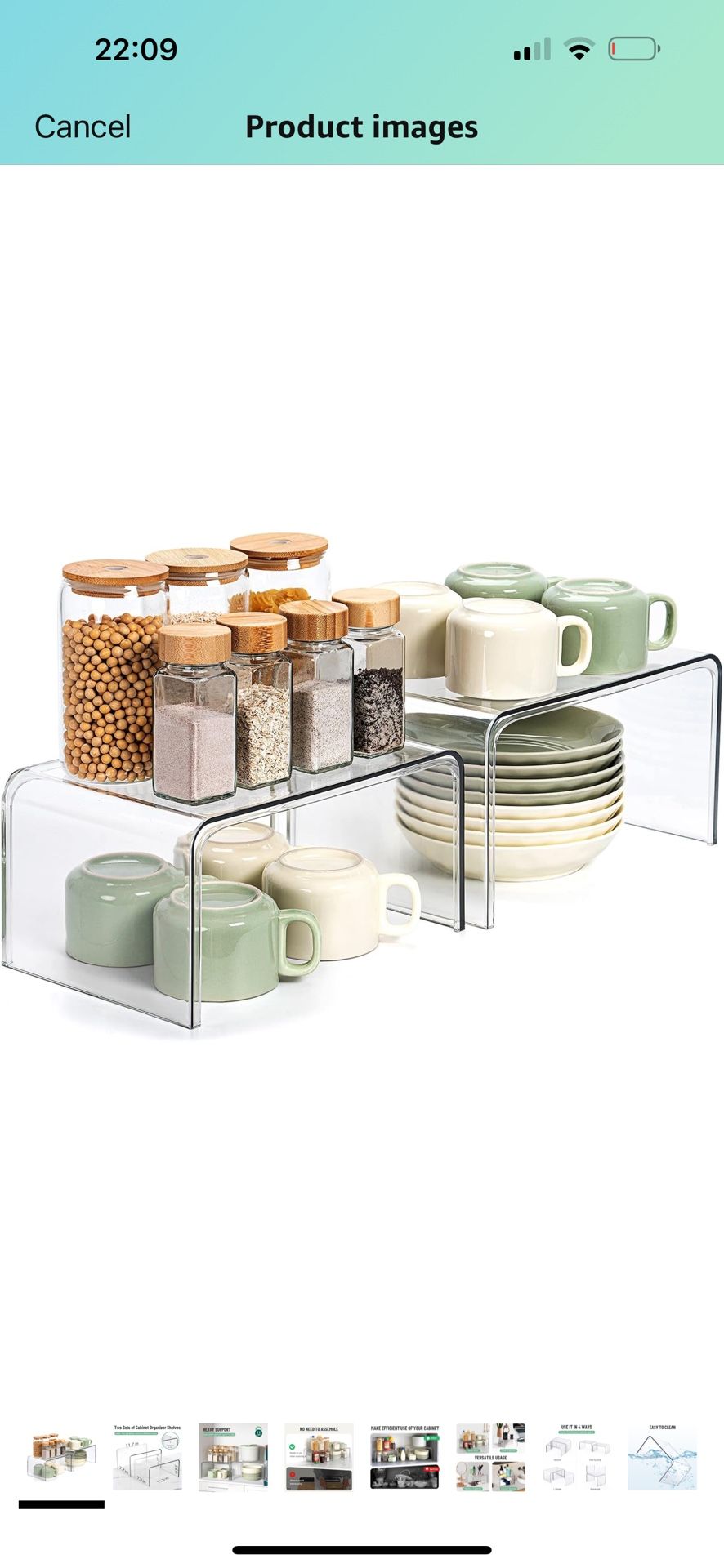 Brand New Clear Cabinet Organizer, Shelf Organizer 2 Sets for Kitchen Organizers and Storage, Display Pantry Cabinet Shelf, Room Decor Countertop Desk