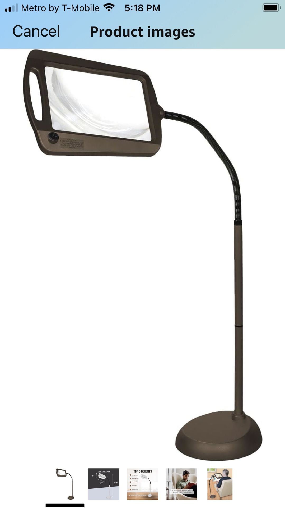 Daylight 24 Full Page 8 x 10” LED Illuminated Floor, Magnifier Lamp.