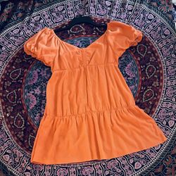 Orange Puff Sleeve Mini Dress – Size M, NWOT