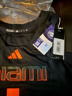 Men's adidas #1 Black Miami Hurricanes Swingman Jersey Size M
