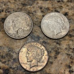 Peace Silver Dollars All Three One Price Toners!!!