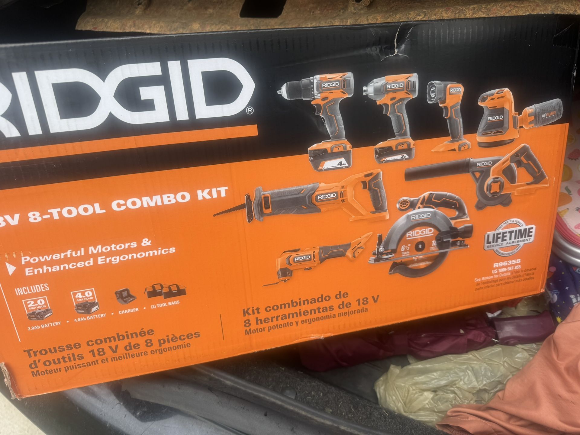 8V Cordless 8-Tool Combo Kit with 2.0 Ah Battery, 4.0 Ah Battery, and Charger