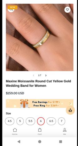 Moissanite Round Cut Yellow Gold Wedding Band for Women