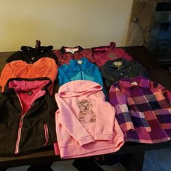 GIRLS 9 Jackets, Sweaters, Hoodies. Size 5-6T.