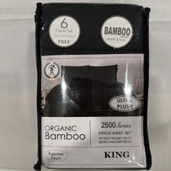 Organic Bamboo King Sheet Set 6-Piece Black