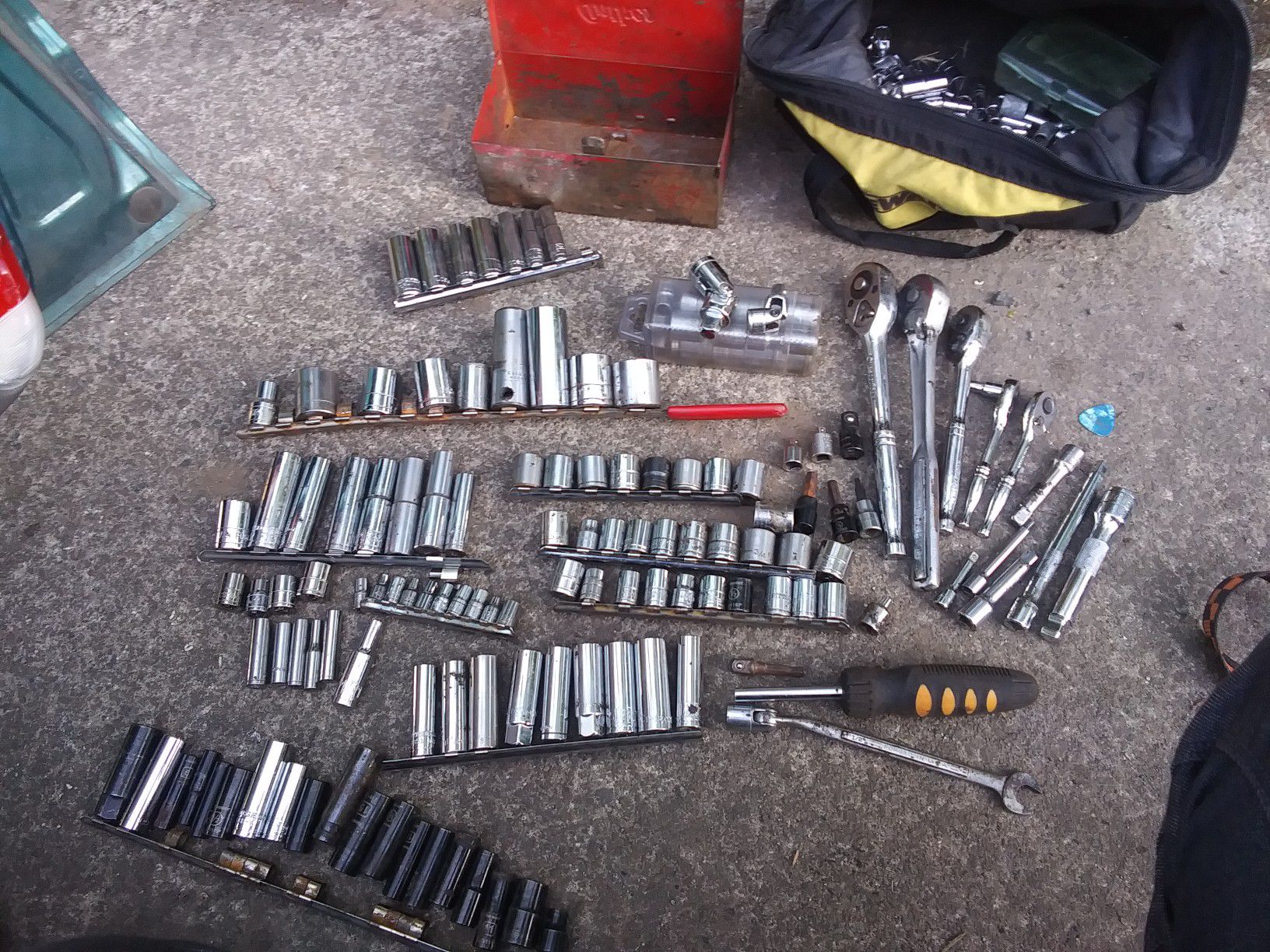 Lot of sockets, wrenches, accessories