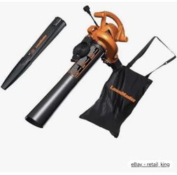 LawnMaster BV1210 Electric Blower Vacuum Mulcher 12 Amp 2-Speed Adjustment with Metal Impeller 240 MPH 380 CFM 16:1 Mulch Ratio with Collection Bag