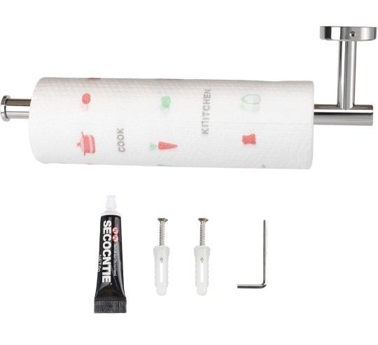 Paper Towel Holder Wall Mounted-2 Install Methods Paper Towel Bar for kitchen Under Cabinet and Table with Super Glue, Thick Stainless Steel Paper