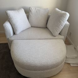 Almost New Cozy love Seat And Ottoman 