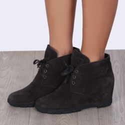 Prada black suede wedge sand boot ankle bootie 39 