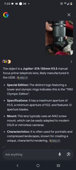 1980 Moscow Olympics Jupiter lens