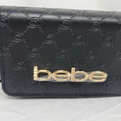 Bebe Celia Monogram Flap Crossbody Bag Black  Chain  Strap NWT (MSRP: $79.00)