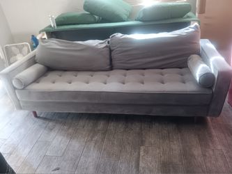 One Piece Mid Century Gray Sofa Couch-DELIVERY AVAILABLE !