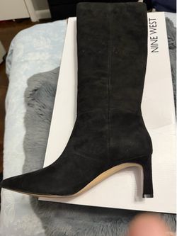 Brand new Nine West Women’s size 8.5 Black Suede Knee high Kitten heel boots