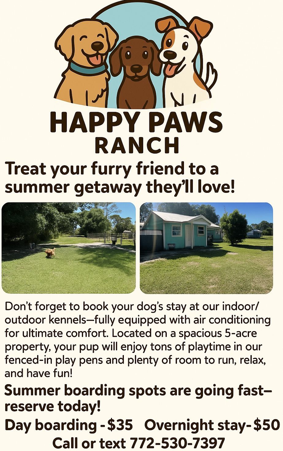 Dog Boarding $35-$50