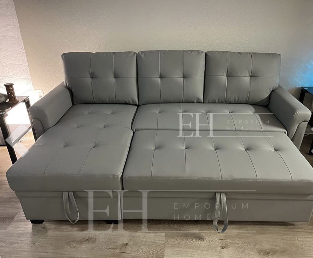 Grey Sofa Sleeper Pullout Bed Sectional Available In Grey Or Black 