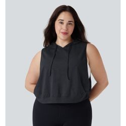 Halara, Hooded Sleeveless Cropped Plus Size Top