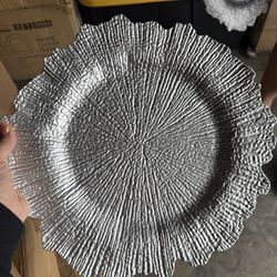 Flora Matte Silver Charger Plates