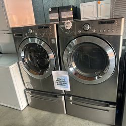 Lg Washer And Gas Dryer With Pedestals 