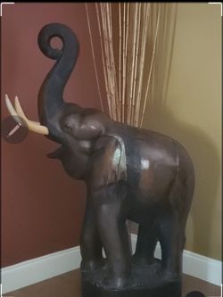 Very Large Antique Kerala Hand Carved Elephant Statues