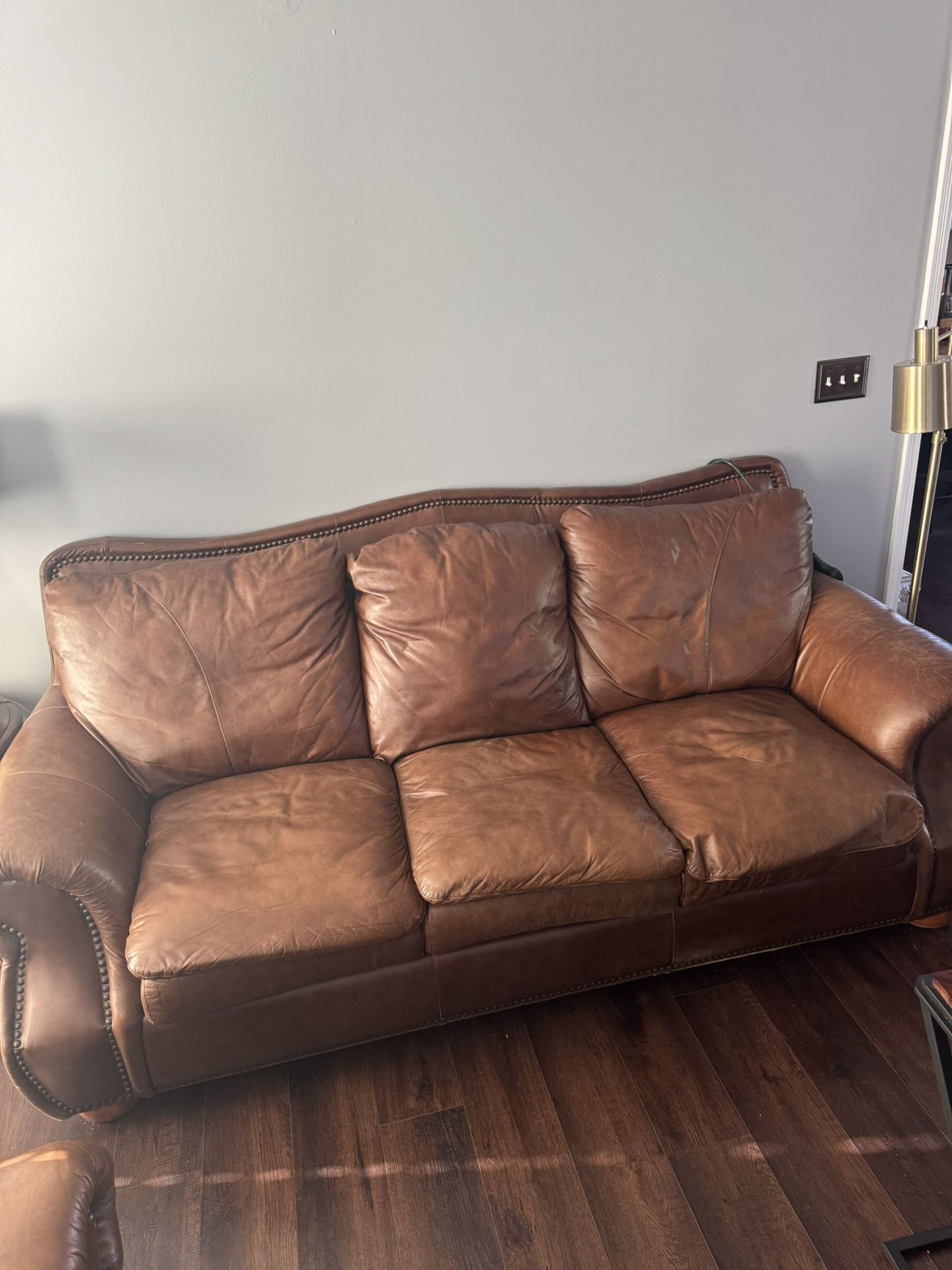 Genuine Leather Sleeper Sofa Set – Sofa, Loveseat & Club Chair