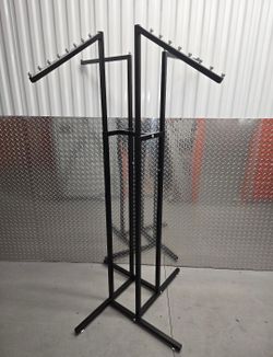 Commercial 4-Way Clothing Rack / Matte Black Heavy-Duty Garment Display / Boutique Retail Stand