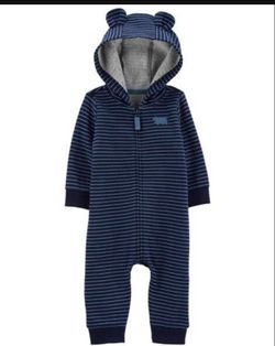 NWOT Baby Zip-Up Hooded Fleece Jumpsuit bodysuit top size 6 months pants shirt sweater