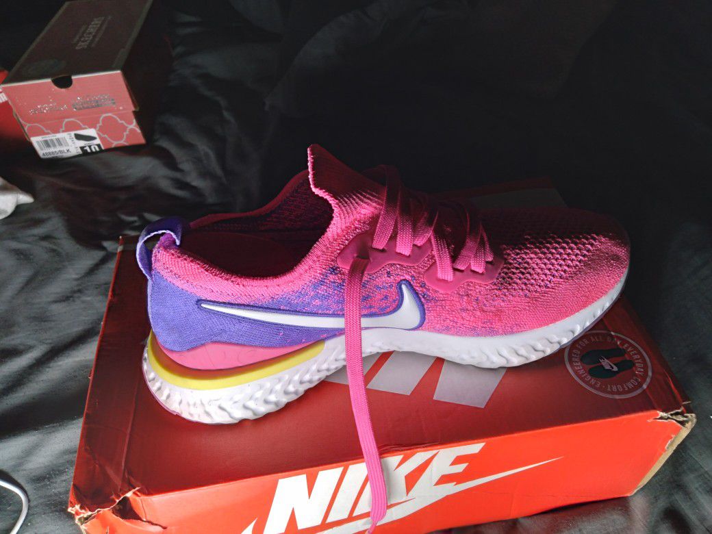 Nike's hot pink,purple, white with a little yellow