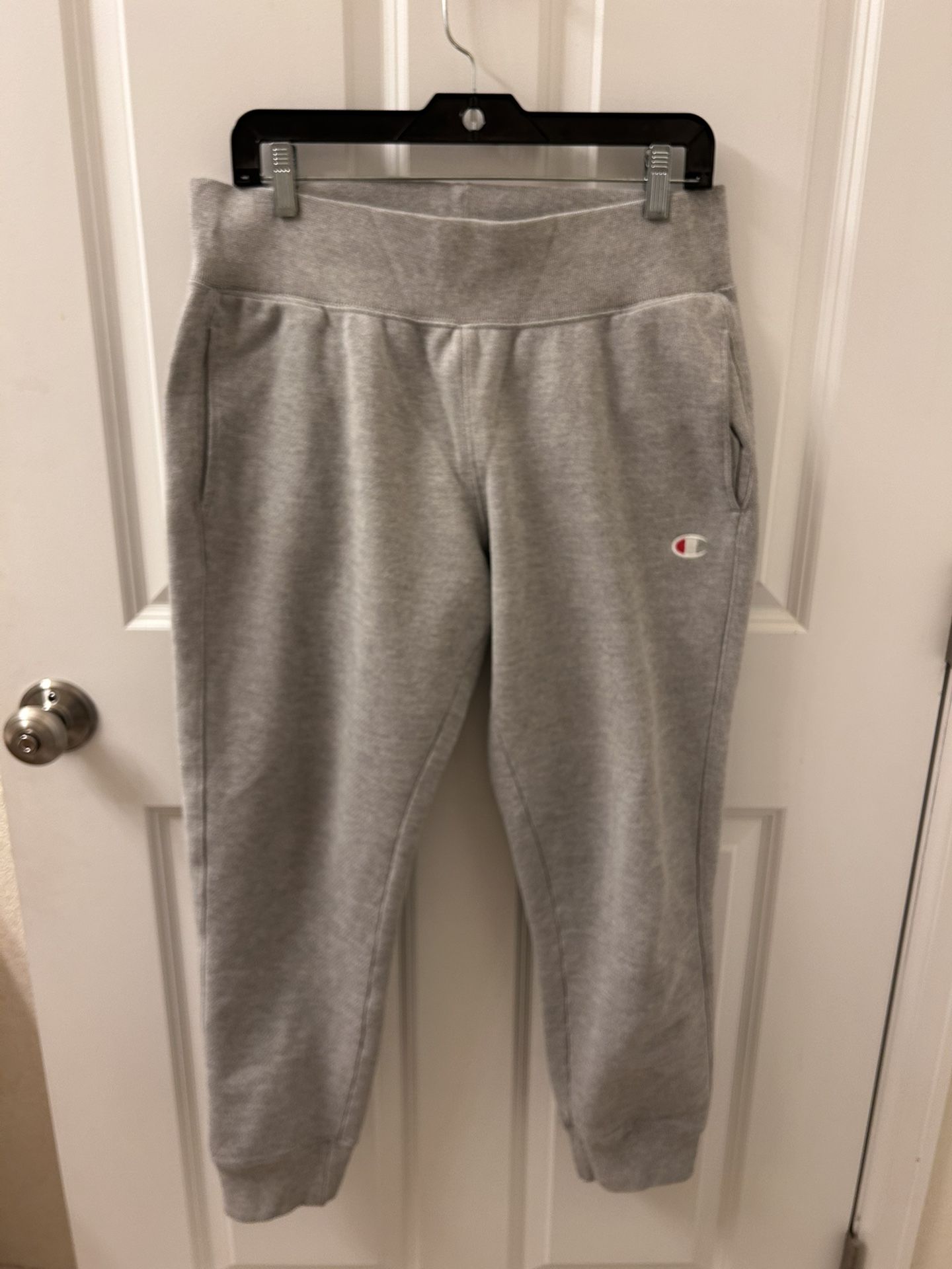 Champion Jogger Sweatpants Mens Medium Light Gray Reverse Weave Tapered CLEAN!