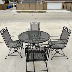 Wrought Iron Patio Set, 48” Table With 4 Bouncy Chairs, Great Cond. Local Delivery Available For Extra Cost
